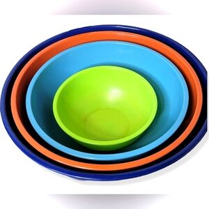 Set Of four TUPPERWare-STYLE nesting bowls VIBRANT mixing Kitchen Versatile